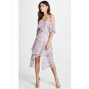 La Maison Talulah - Asymmetric Lavender Floral Lined Midi Dress - Size Small